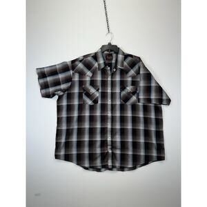 Plains Western Wear Shirt Mens 2X Multicolor Plaid Short Sleeve Cotton Blend
